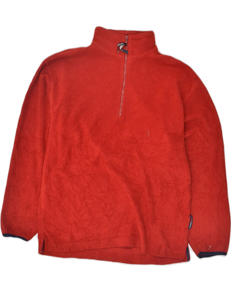 NAUTICA Mens Zip Neck Fleece Jumper Medium Red Polyester | Vintage Nautica | Thrift | Second-Hand Nautica | Used Clothing | Messina Hembry 