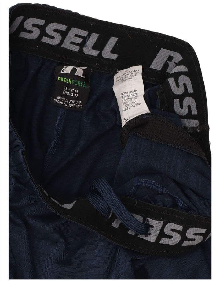 RUSSELL ATHLETIC Mens Sport Shorts Small Navy Blue Colourblock Polyester