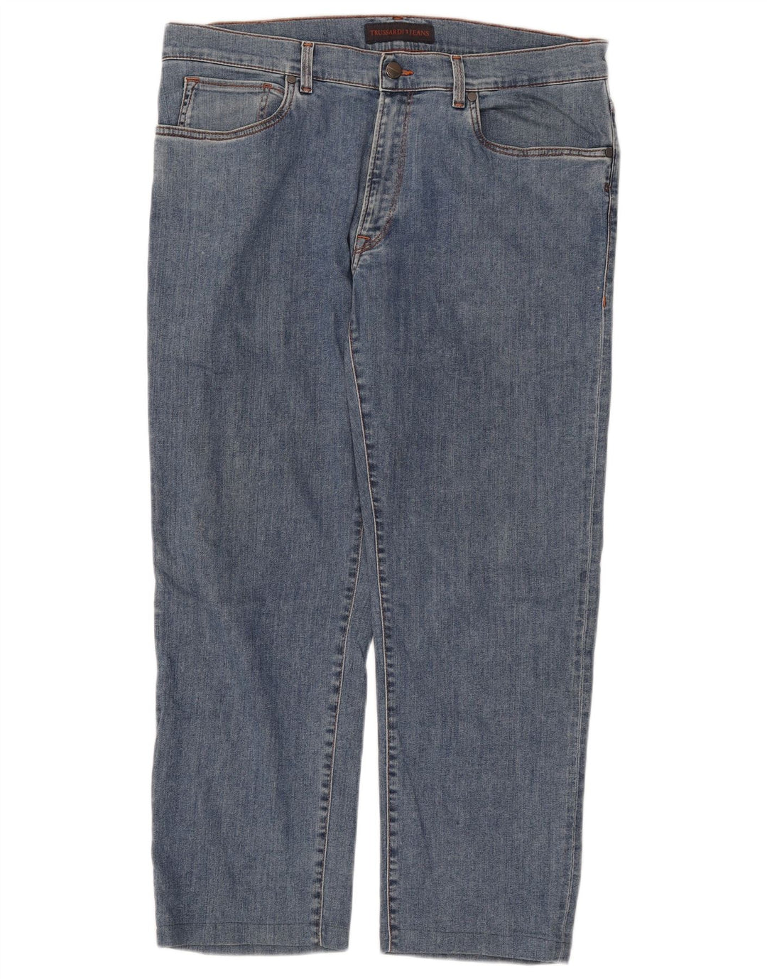 TRUSSARDI Mens Cropped Straight Jeans W38 L27 Blue Cotton