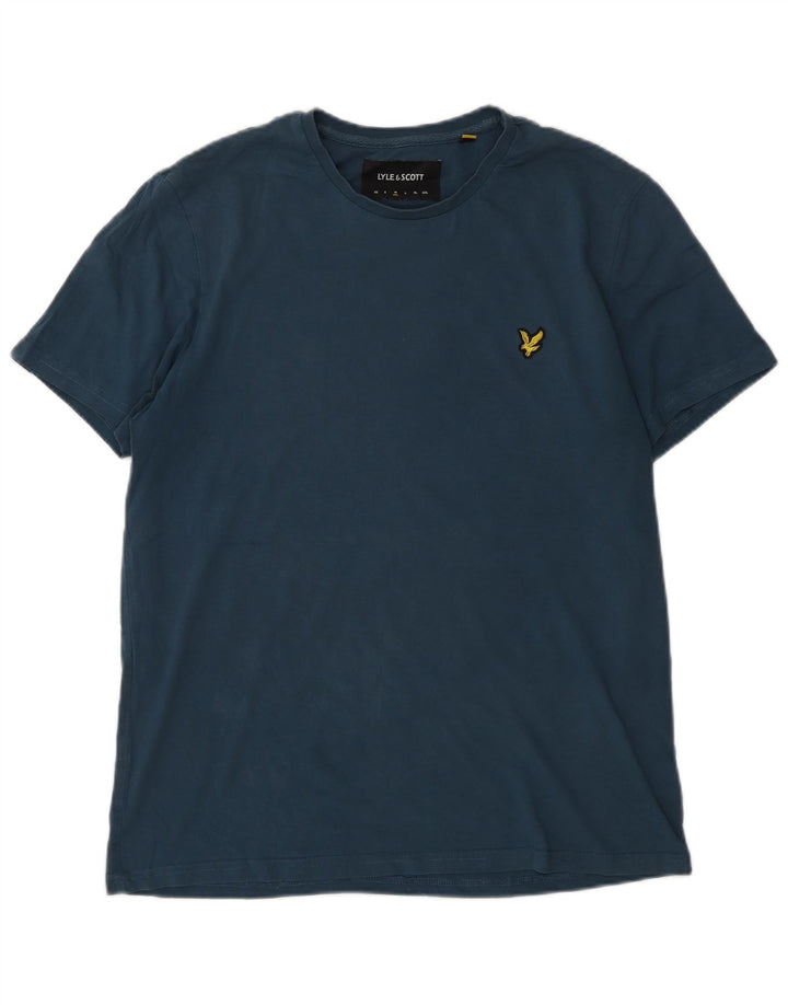 LYLE & SCOTT Mens T-Shirt Top Medium Blue Cotton