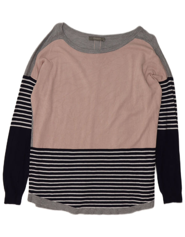 Oasis Womens Boat Neck Jumper Sweater UK 14 Medium Multicoloured Striped
