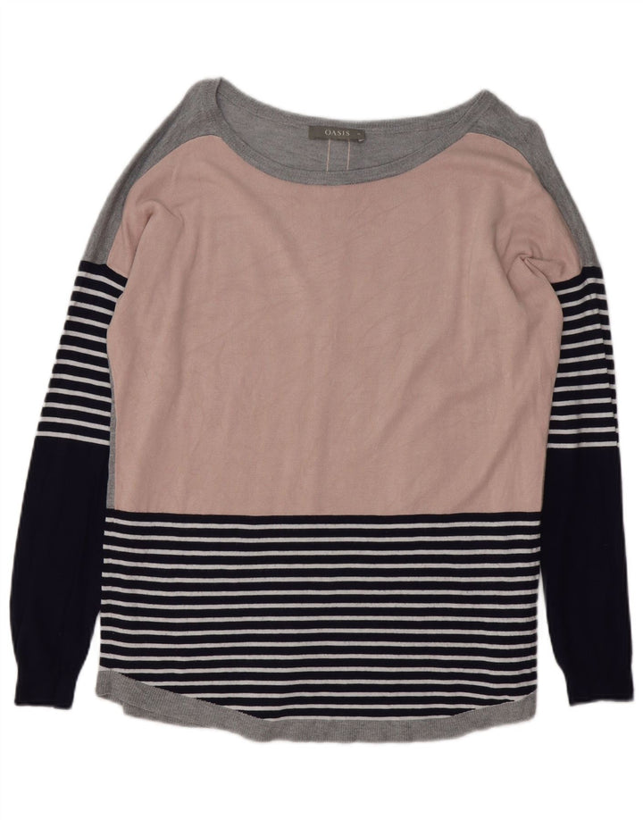 Oasis Womens Boat Neck Jumper Sweater UK 14 Medium Multicoloured Striped