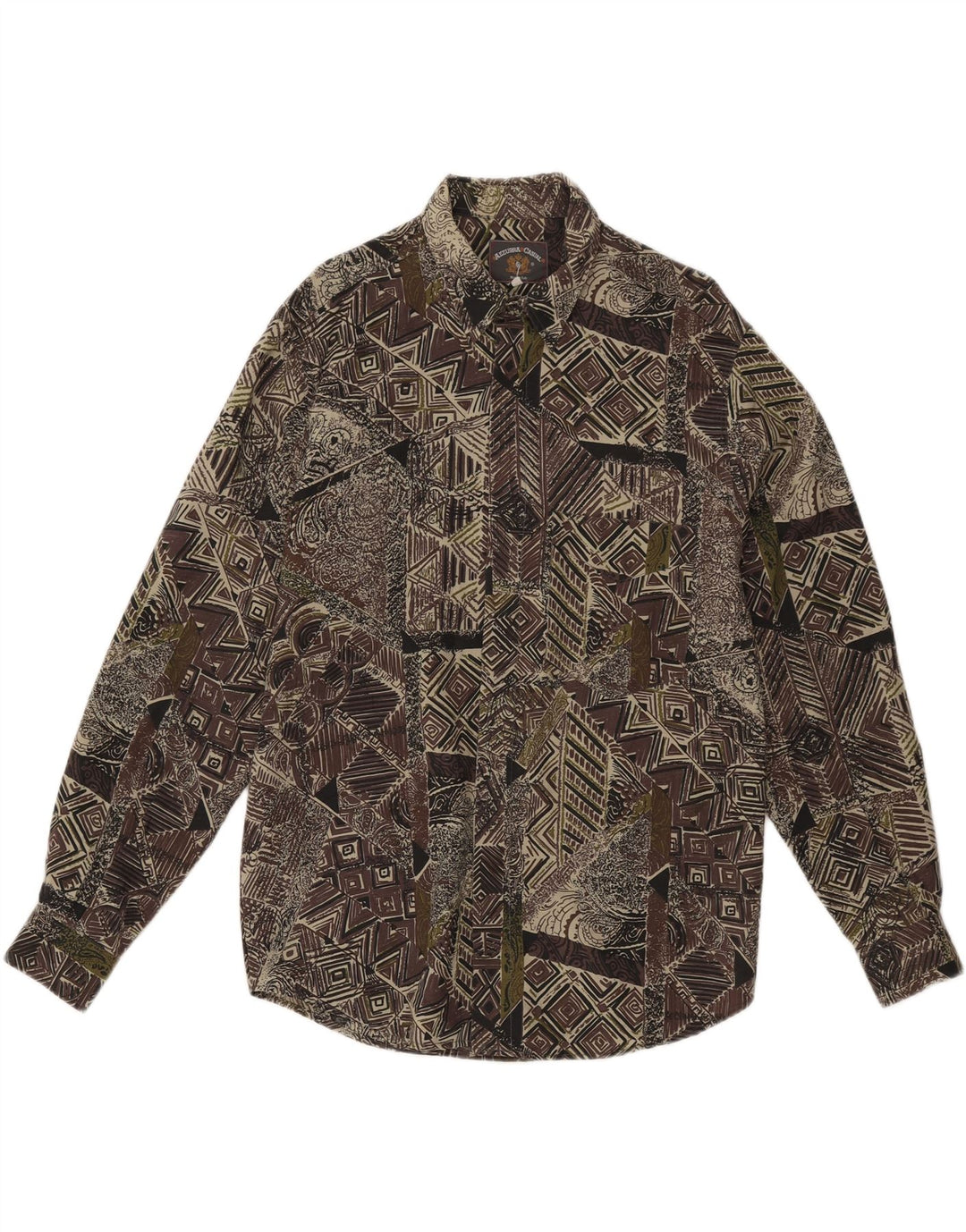 Azzurra Mens Abstract Pattern Shirt Large Green Viscose