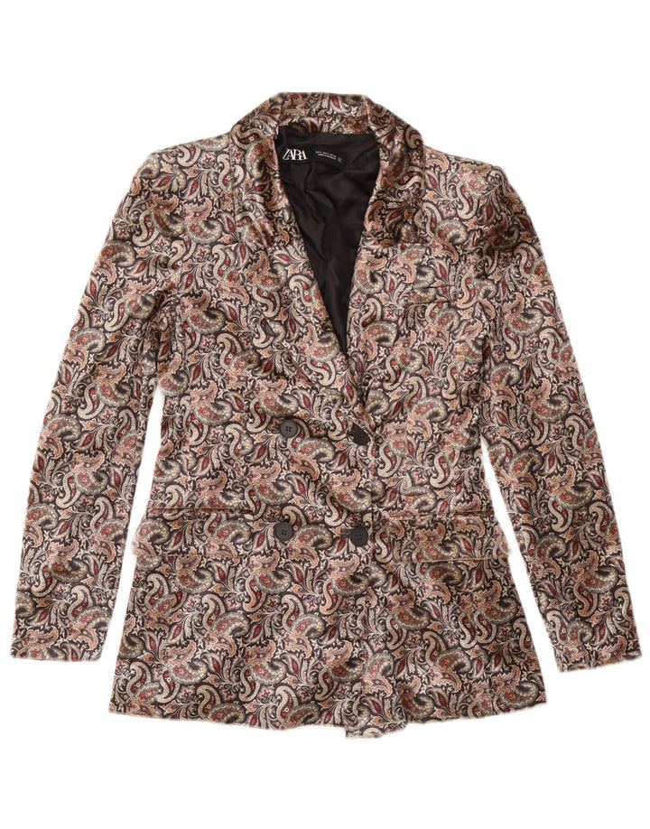 Zara Womens Double Breasted Blazer Jacket UK 10 Small Multicoloured Paisley