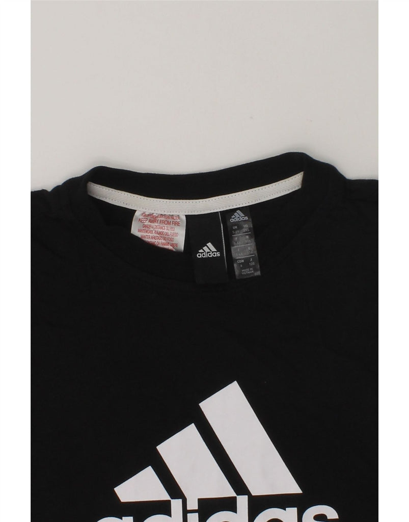 ADIDAS Boys Graphic T-Shirt Top 5-6 Years Black Cotton | Vintage Adidas | Thrift | Second-Hand Adidas | Used Clothing | Messina Hembry 