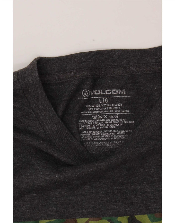 Volcom Womens Graphic T-Shirt Top UK 14 Large Grey Cotton