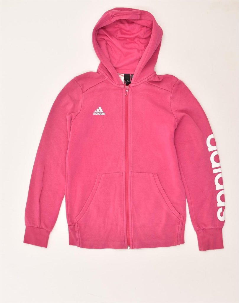 ADIDAS Girls Zip Hoodie Sweater 13-14 Years Pink Cotton | Vintage Adidas | Thrift | Second-Hand Adidas | Used Clothing | Messina Hembry 