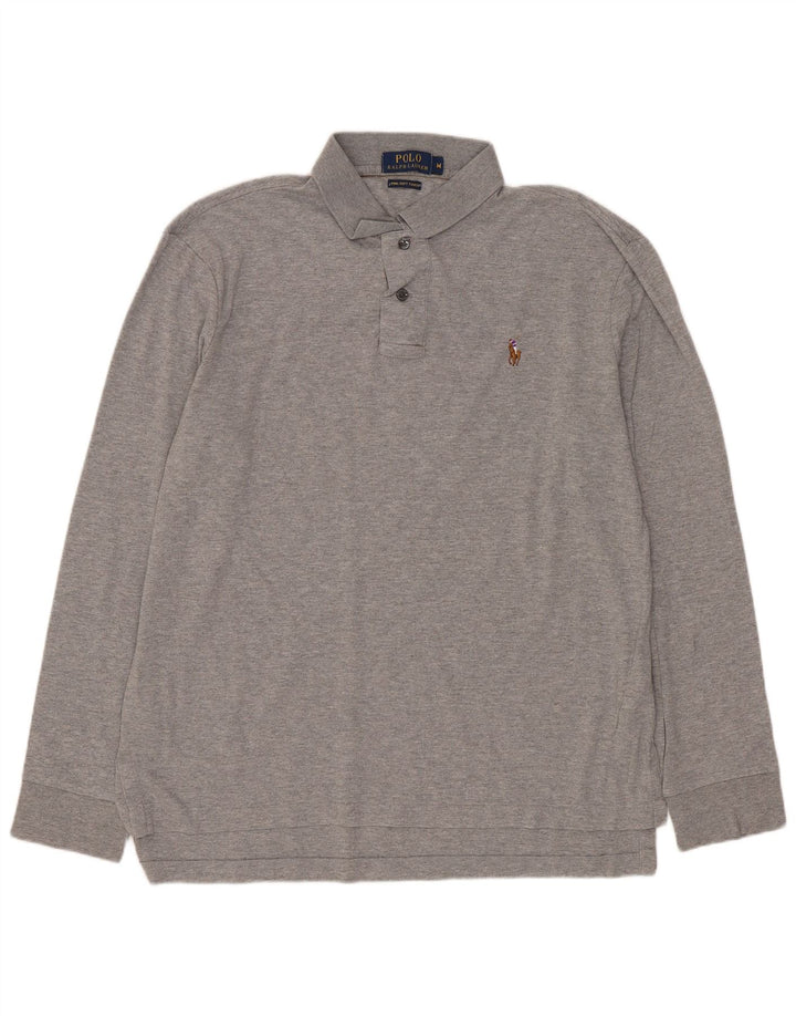 Polo Ralph Lauren Mens Long Sleeve Polo Shirt Medium Grey Cotton