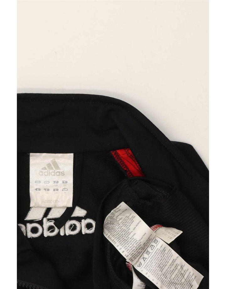 Adidas Boys Tracksuit Top Jacket 11-12 Years Black Colourblock Polyester