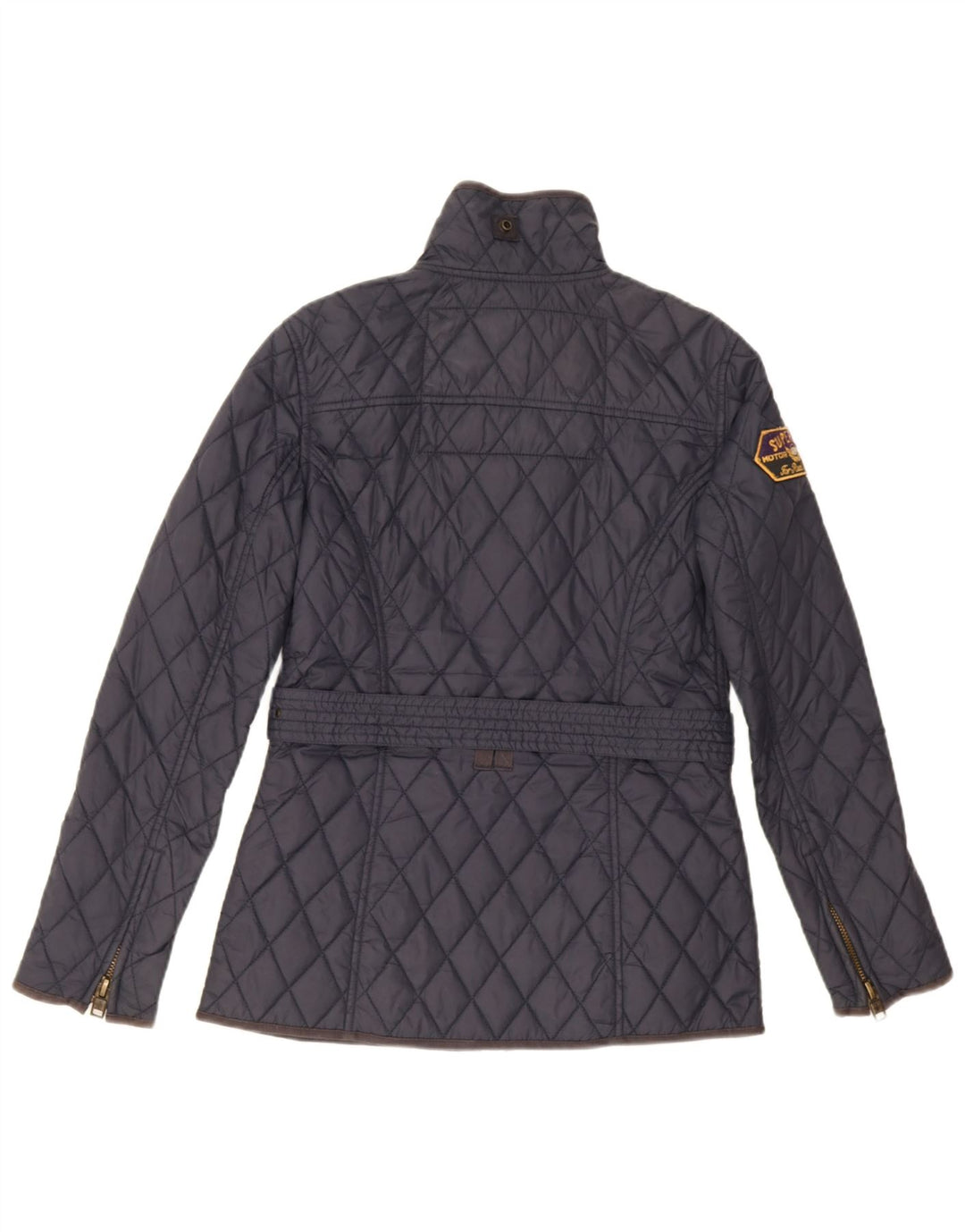 Superdry Womens Quilted Jacket UK 12 Medium Navy Blue Nylon