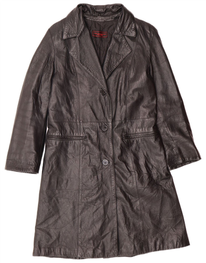 NEW COLLECTION Womens Leather Coat IT 44 Medium Black Leather