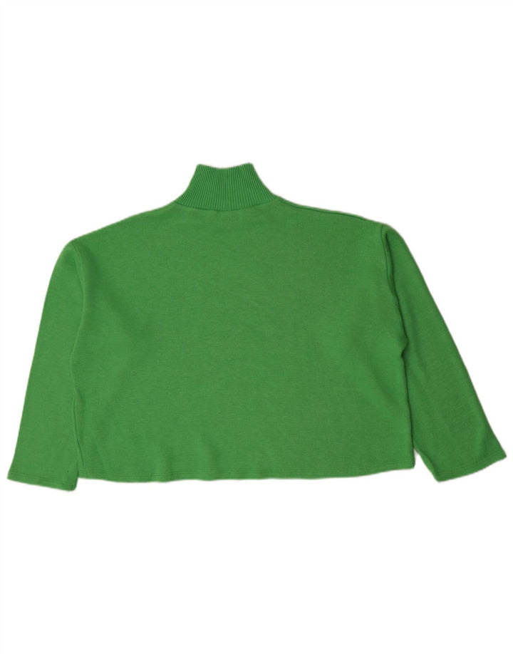 Zara Womens Crop Oversized Top Long Sleeve UK 16 Large Green