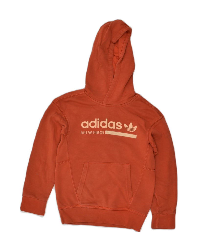 ADIDAS Boys Graphic Hoodie Jumper 7-8 Years Orange Cotton | Vintage Adidas | Thrift | Second-Hand Adidas | Used Clothing | Messina Hembry 