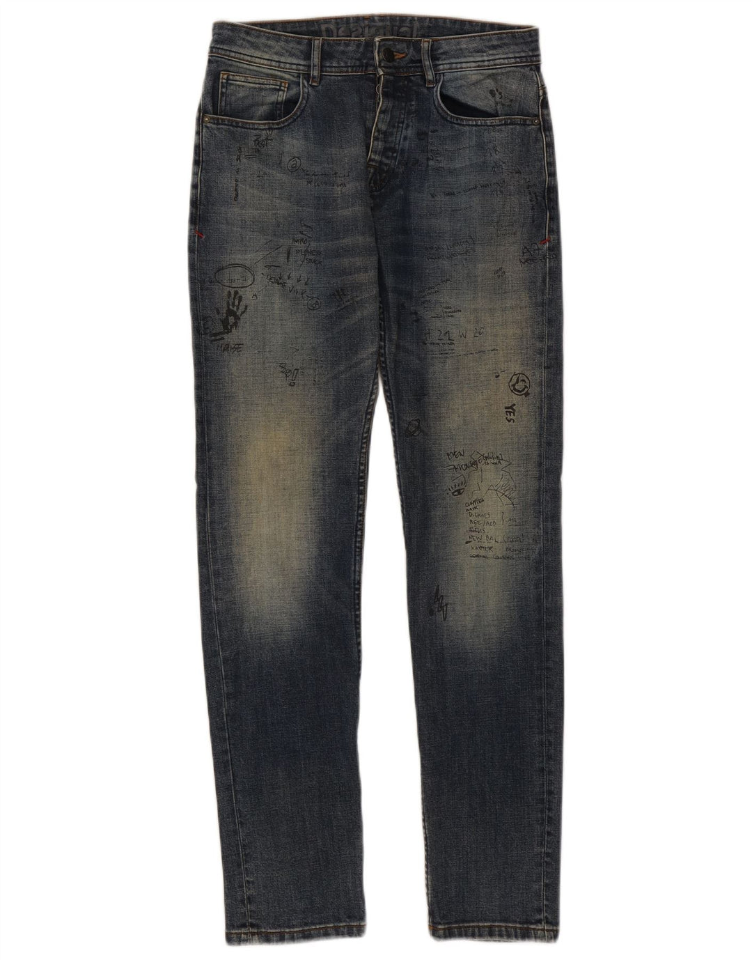 DESIGUAL Womens Graphic Slim Jeans W30 L31 Blue