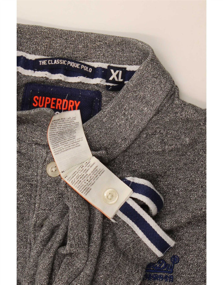 Superdry Mens Polo Shirt XL Grey Flecked Cotton