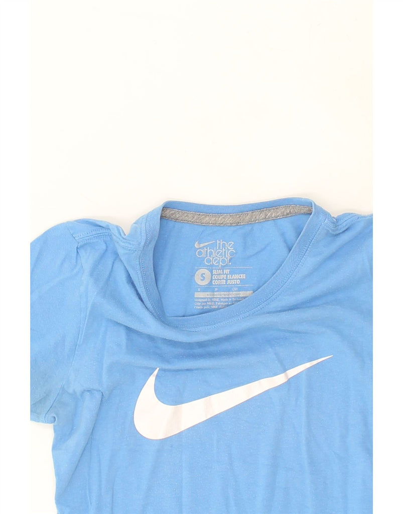 NIKE Womens Slim Fit Graphic T-Shirt Top UK 8 Small Blue | Vintage Nike | Thrift | Second-Hand Nike | Used Clothing | Messina Hembry 