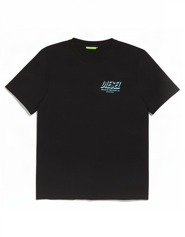 Diesel Mens Graphic T-Shirt Top Medium Black Cotton