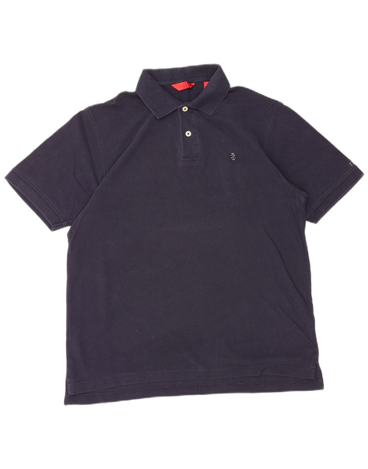 IZOD Mens Polo Shirt Medium Navy Blue Cotton