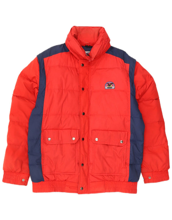 SALEWA Mens Hooded Padded Jacket UK 40 Large Red Colourblock Polyester