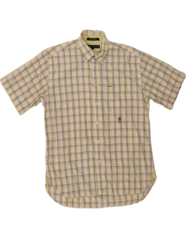 TOMMY HILFIGER Mens Short Sleeve Shirt Medium Green Check Cotton Vintage Tommy Hilfiger and Second-Hand Tommy Hilfiger from Messina Hembry 