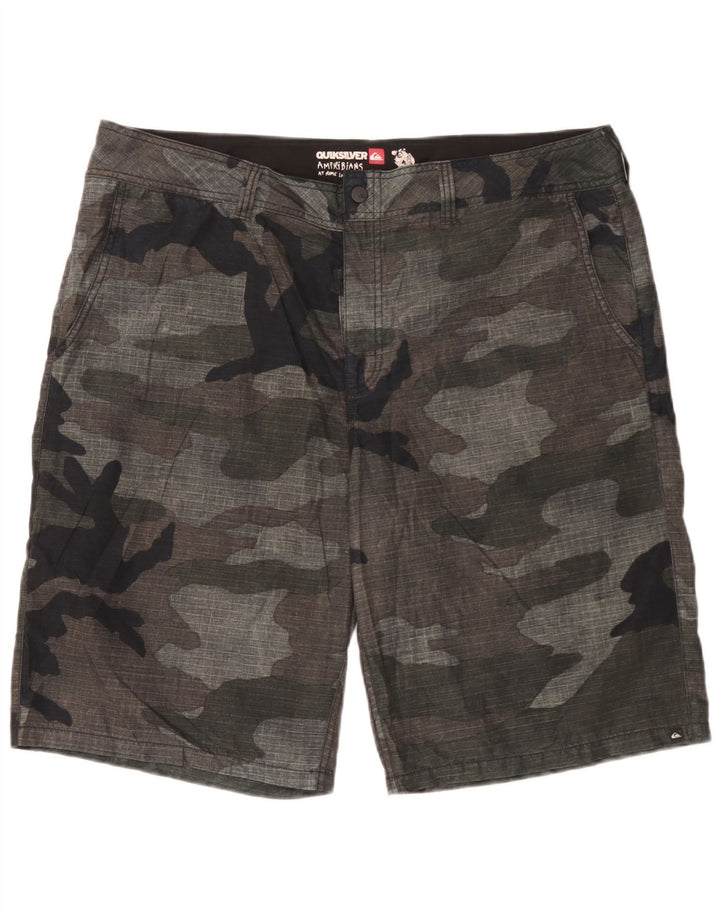 Quiksilver Mens Chino Shorts W40 XL Khaki Camouflage Polyester