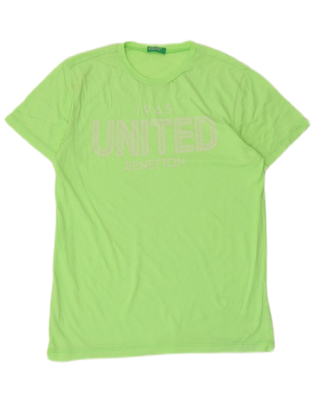 Benetton Womens Graphic T-Shirt Top UK 12 Medium Green