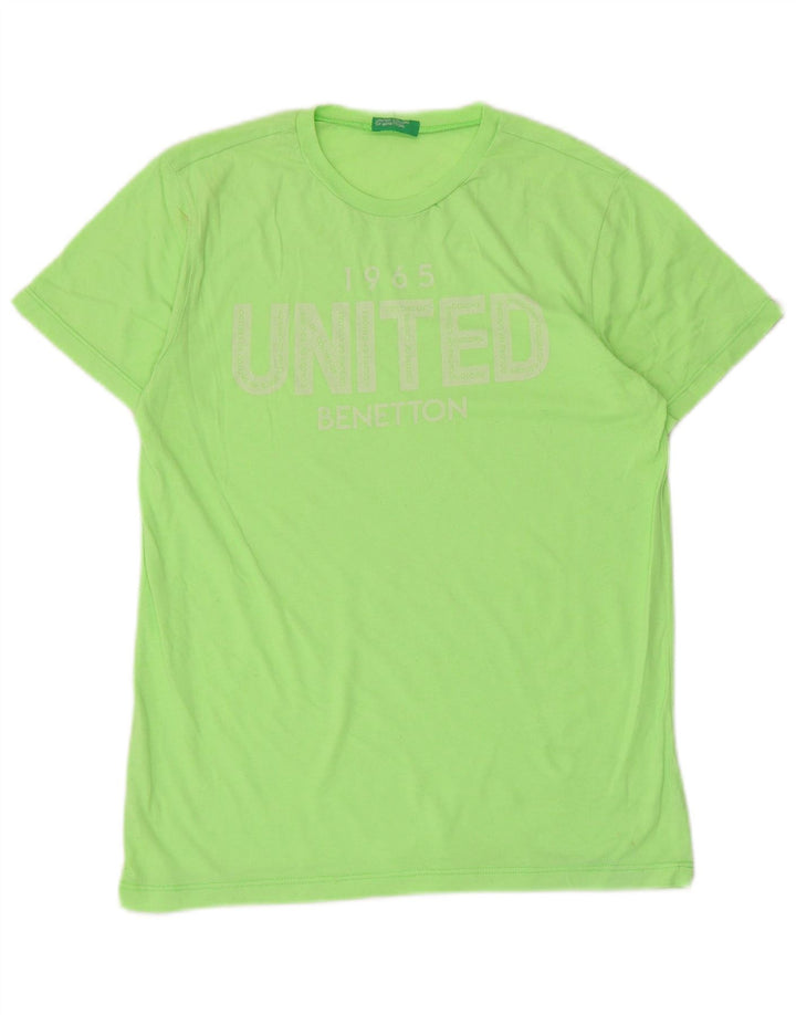 Benetton Womens Graphic T-Shirt Top UK 12 Medium Green