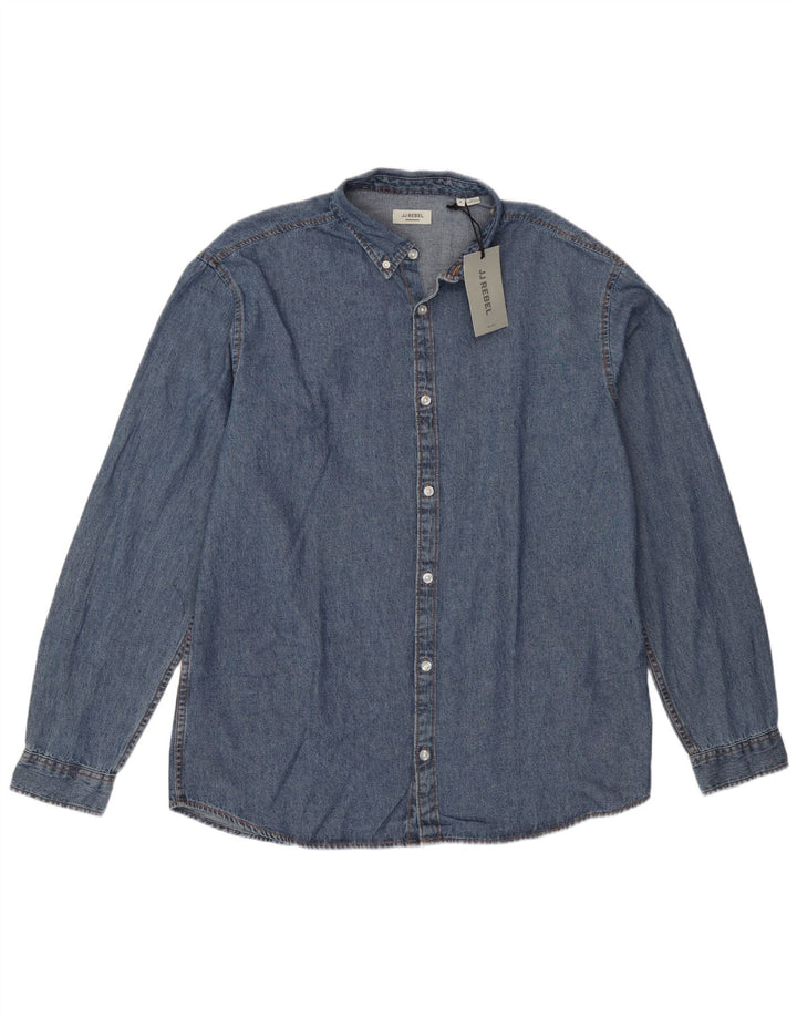 JJ Rebel Mens Shirt Small Blue Cotton