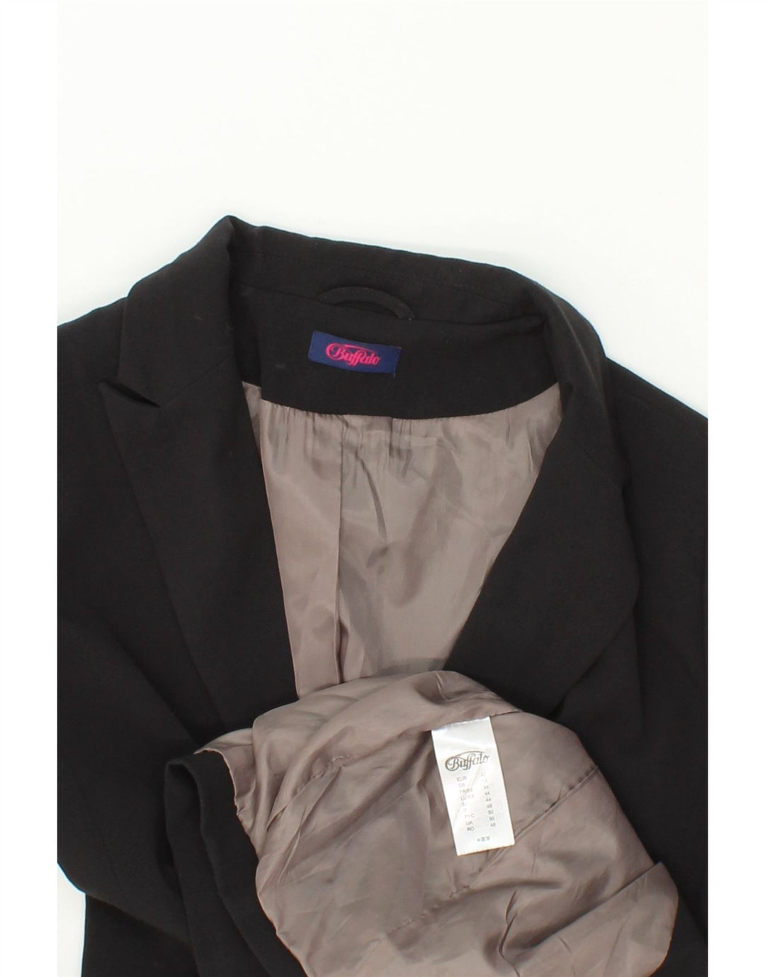 BUFFALO Womens 2 Button Blazer Jacket UK 16 Large Black Polyester Vintage Buffalo and Second-Hand Buffalo from Messina Hembry 