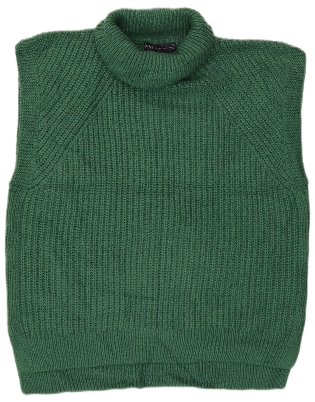 Marks & Spencer Womens Roll Neck Jumper Sweater UK 14 Medium Green Acrylic