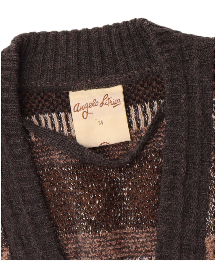 Angelo Litrico Mens Cardigan Sweater Medium Multicoloured Geometric Wool