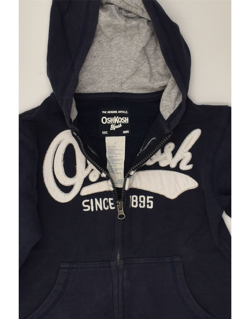 OSH KOSH Girls Graphic Zip Hoodie Sweater 5-6 Years Navy Blue Cotton | Vintage Osh Kosh | Thrift | Second-Hand Osh Kosh | Used Clothing | Messina Hembry 