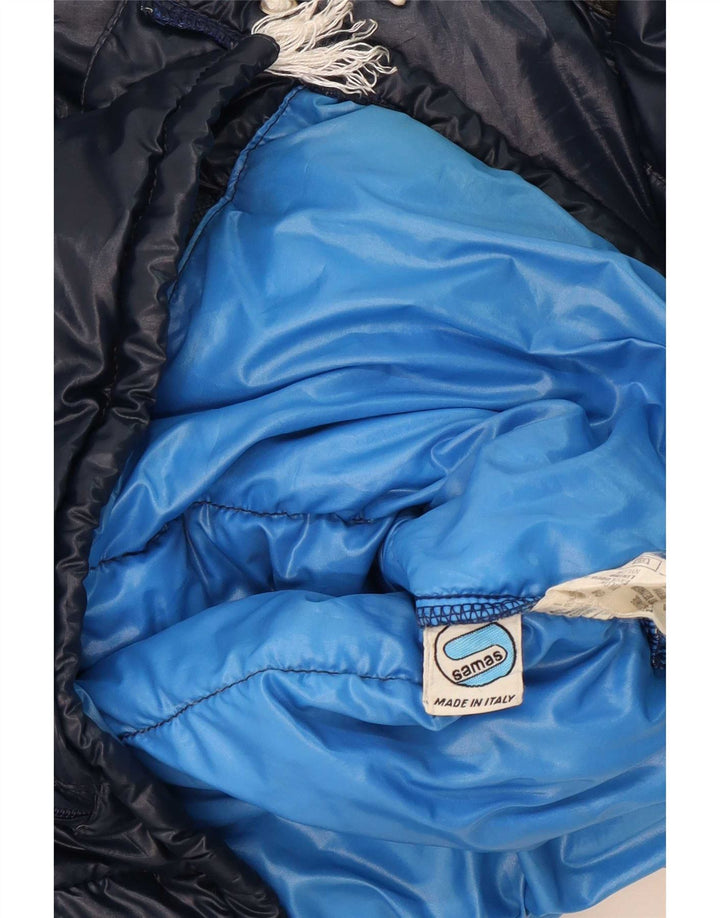 Samas Mens Hooded Padded Jacket UK 40 Large Navy Blue Colourblock Polyamide