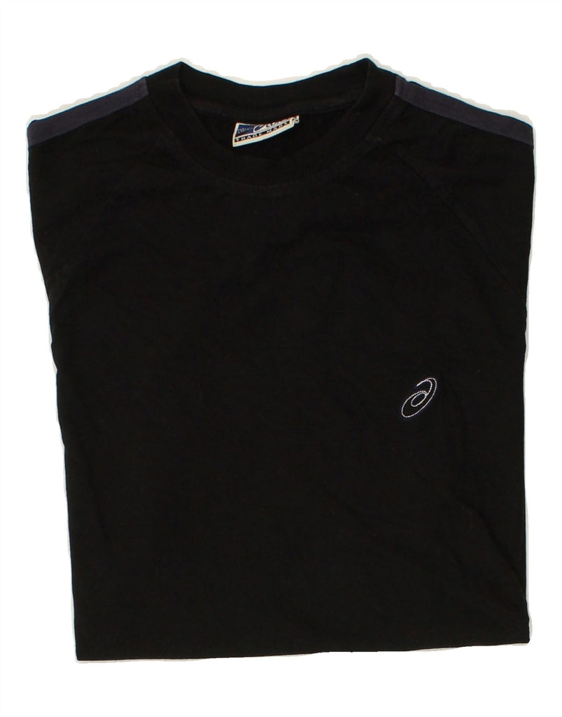 ASICS Mens T-Shirt Top Medium Black Cotton | Vintage Asics | Thrift | Second-Hand Asics | Used Clothing | Messina Hembry 