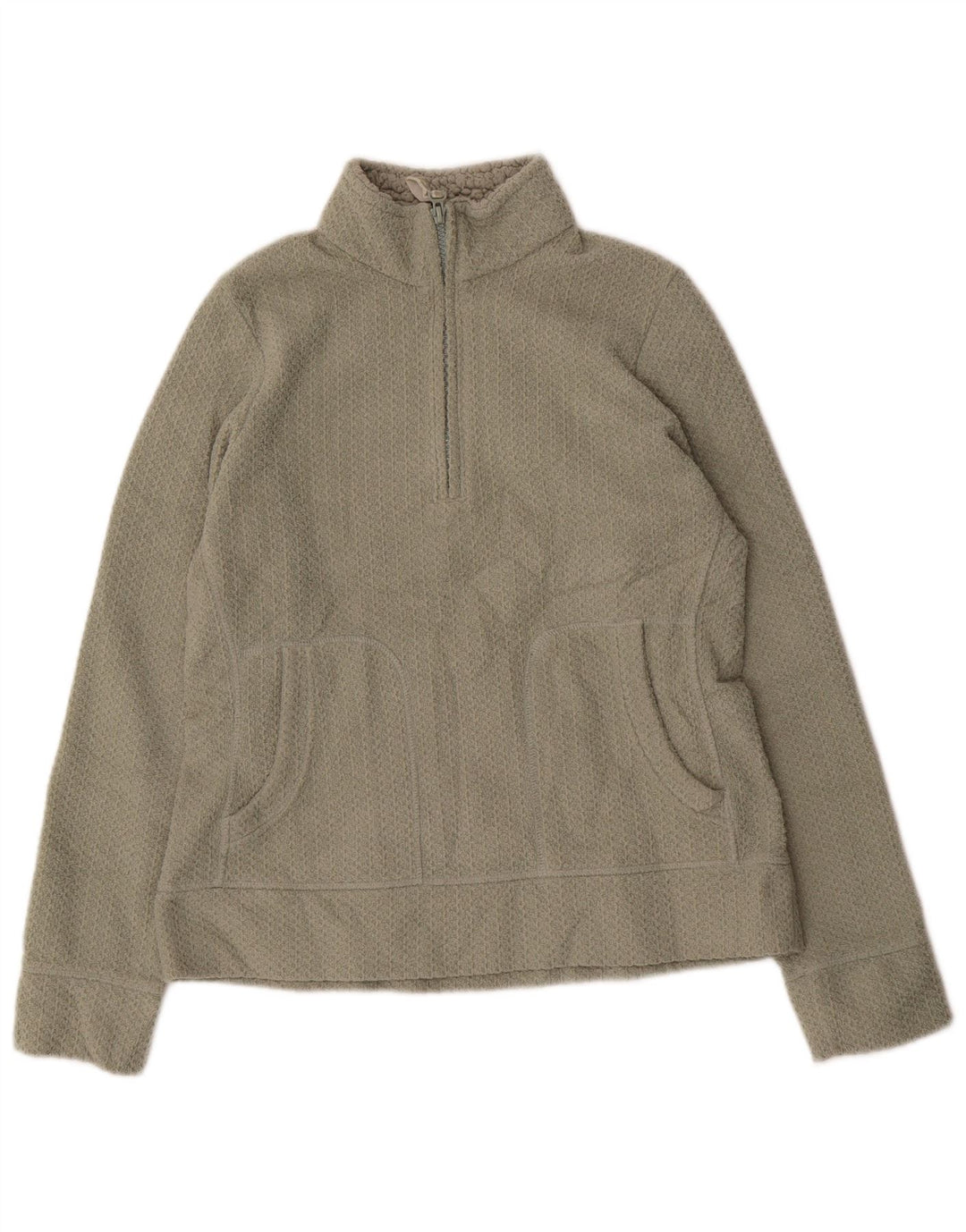 Marks & Spencer Womens Zip Neck Sweatshirt Jumper UK 12 Medium Khaki