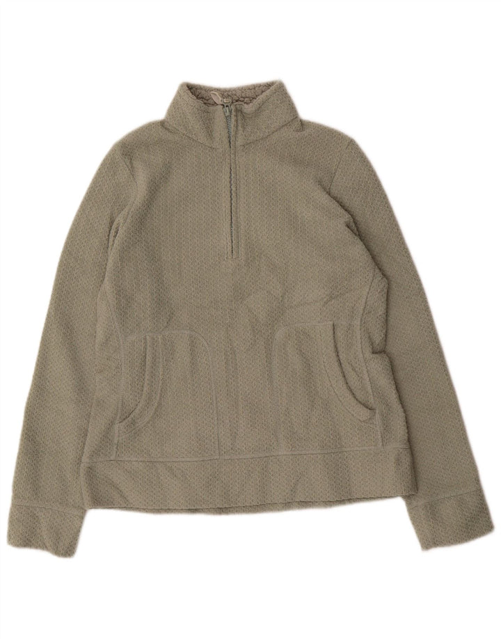 Marks & Spencer Womens Zip Neck Sweatshirt Jumper UK 12 Medium Khaki