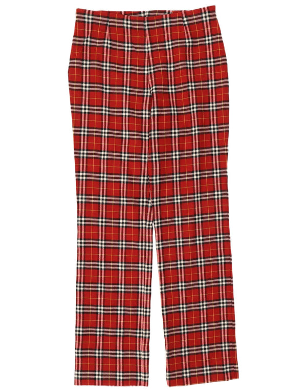 Paola Rossini Womens Casual Trousers IT 44 Medium W30 L31 Red Check