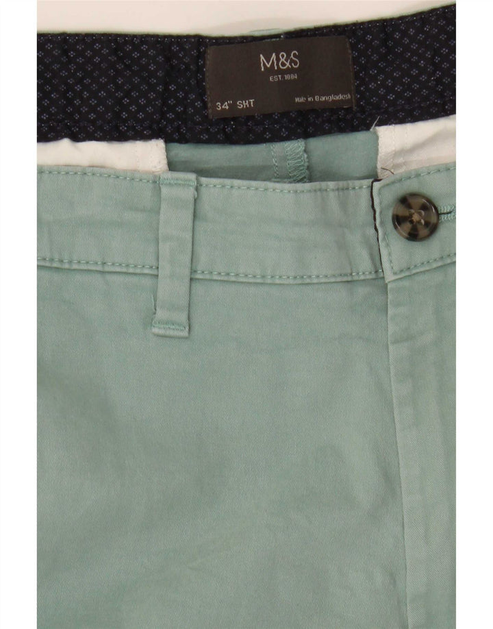 Marks & Spencer Mens Chino Shorts W34 Large Green Cotton