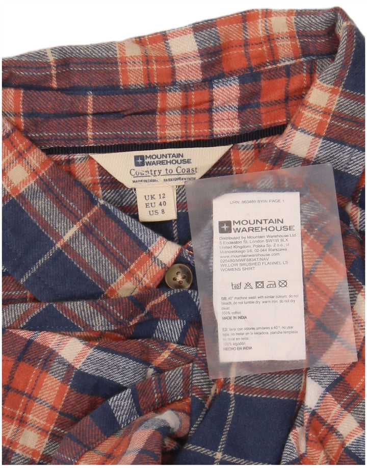 Mountain Warehouse Womens Flannel Shirt UK 12 Medium Navy Blue Check Cotton