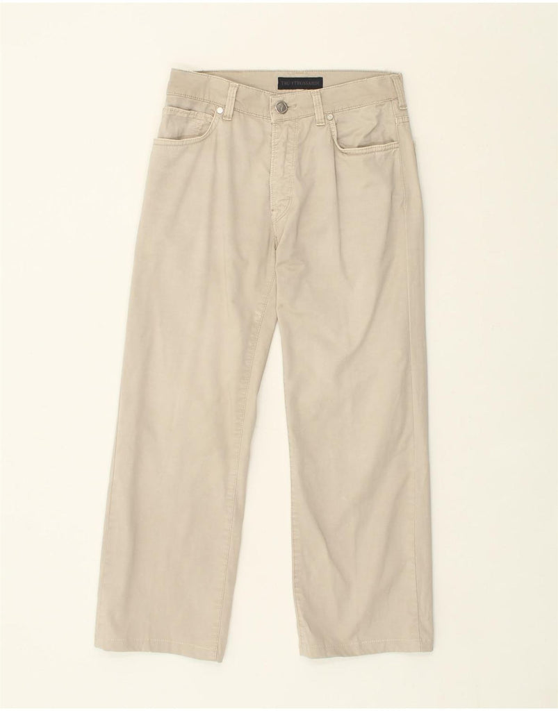 TRUSSARDI Mens Straight Cropped Trousers W30 L24  Beige | Vintage Trussardi | Thrift | Second-Hand Trussardi | Used Clothing | Messina Hembry 