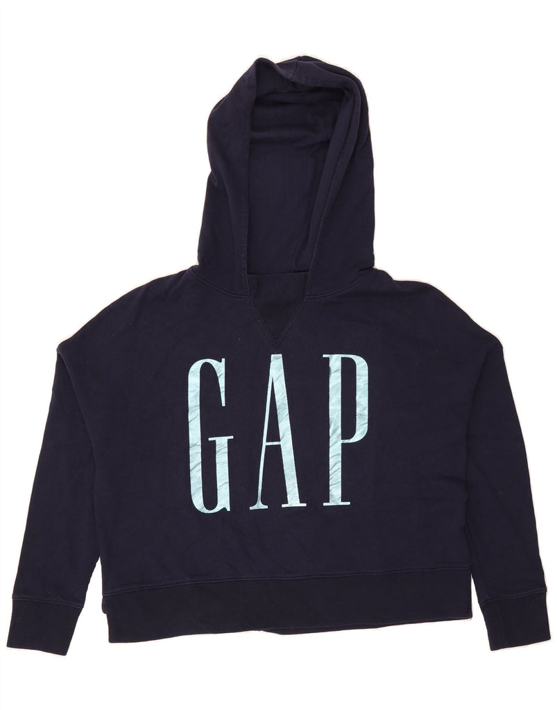 GAP Womens Oversized Graphic Hoodie Jumper UK 6 XS Navy Blue Cotton Vintage Gap and Second-Hand Gap from Messina Hembry 