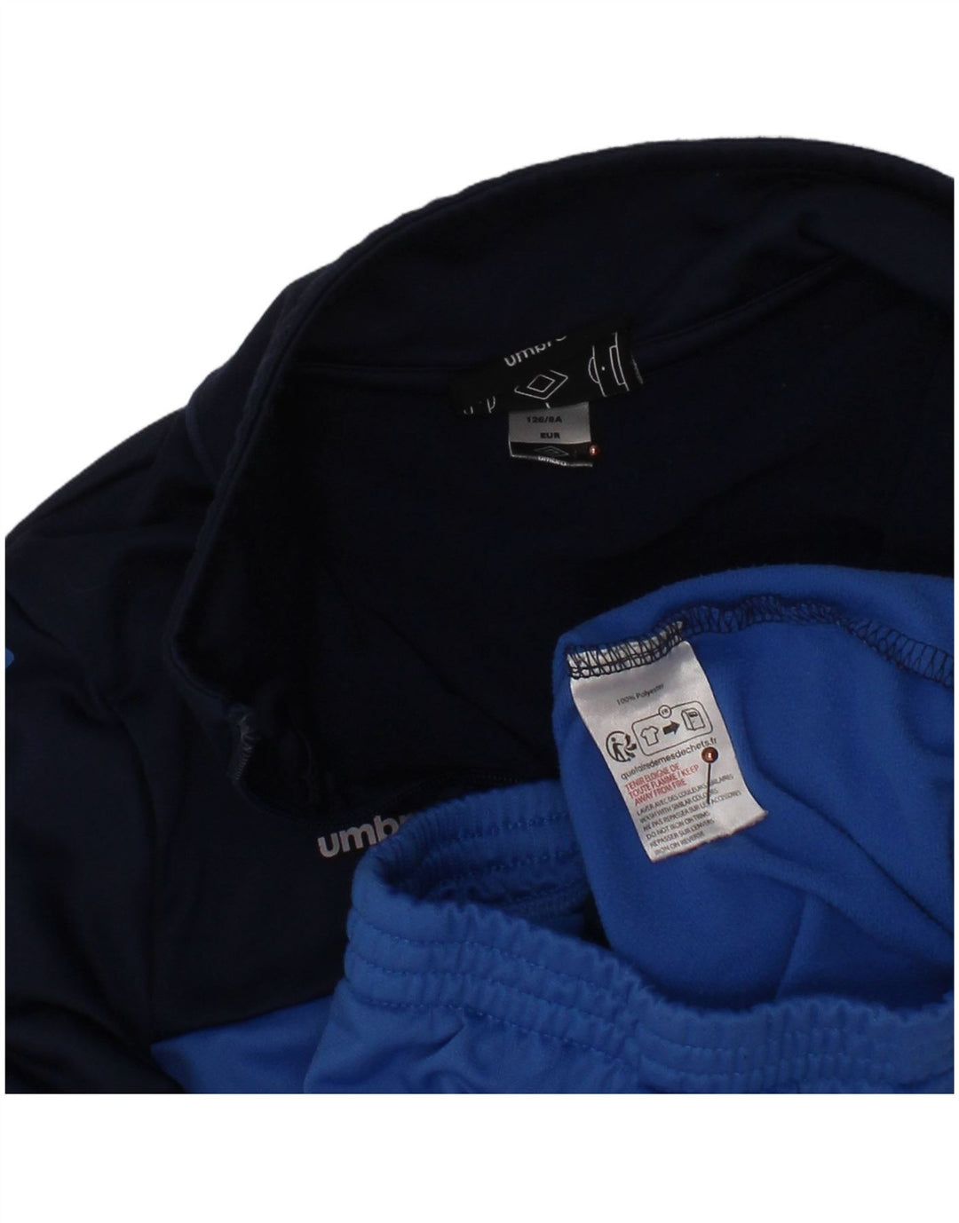 UMBRO Boys Graphic Tracksuit Top Jacket 7-8 Years Navy Blue Colourblock