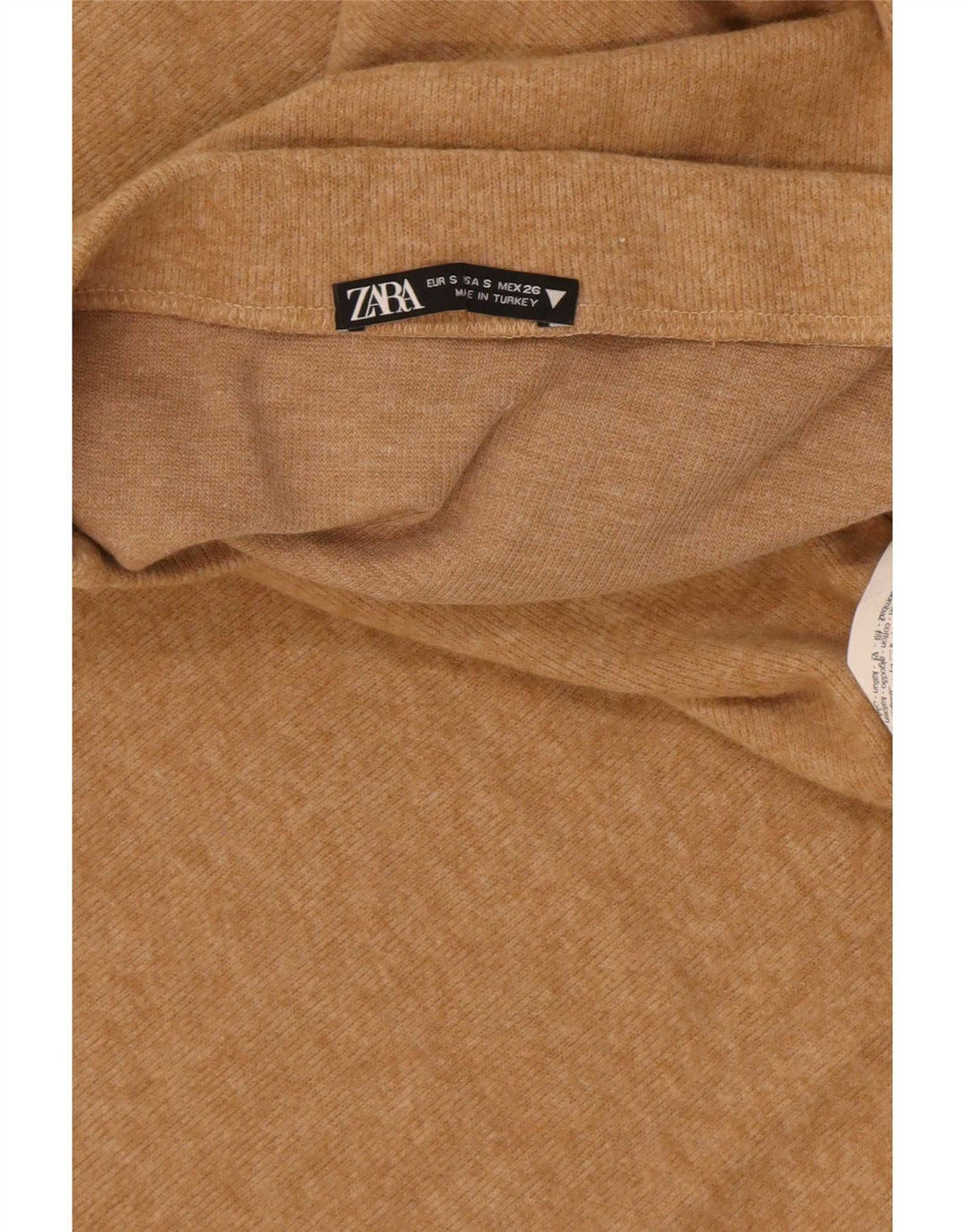 Zara Womens Knit Midi Skirt Small W26 Beige Polyester