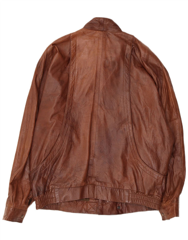 Vintage Mens Leather Jacket IT 54 2XL Brown Leather
