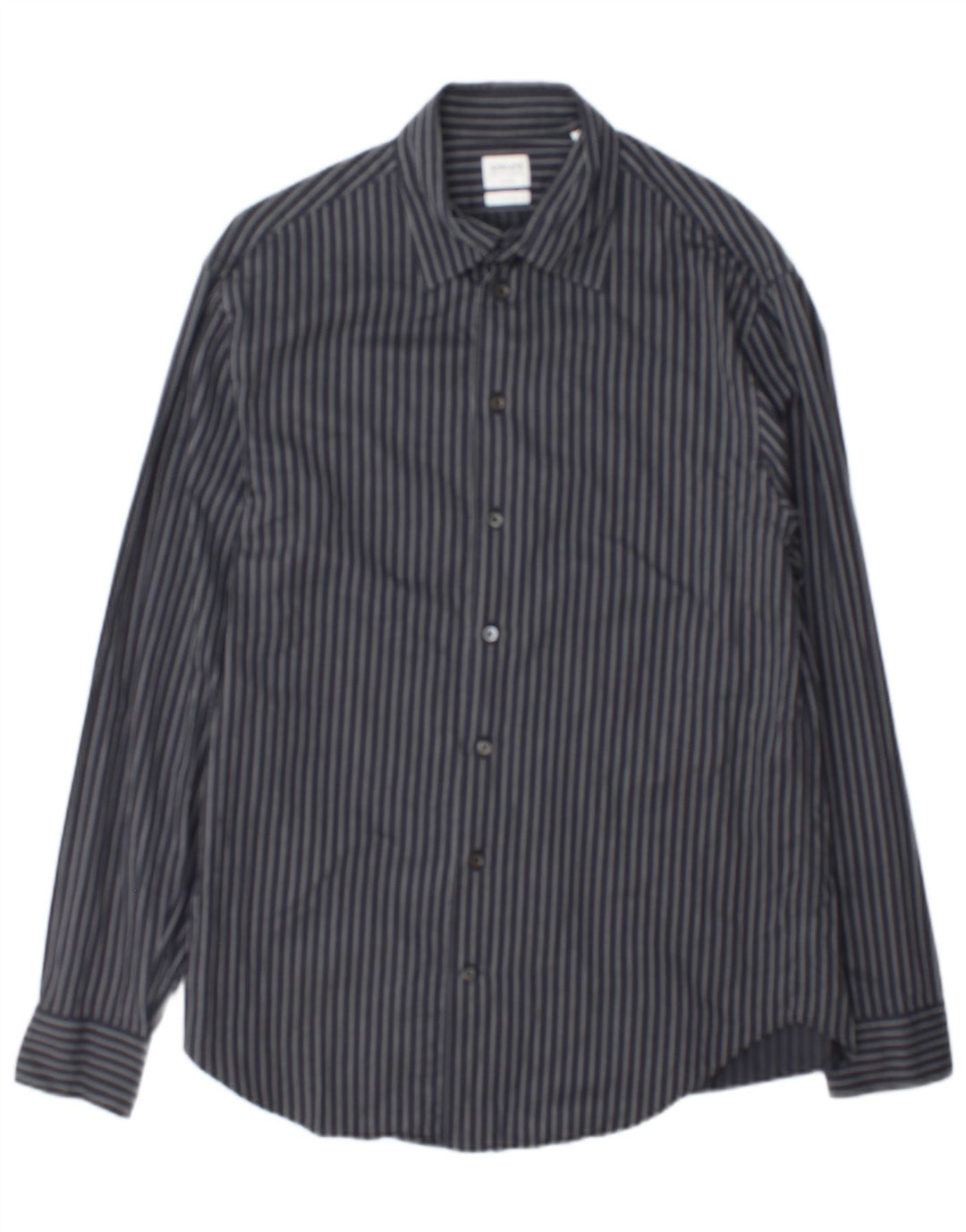 Armani Collezioni Mens Shirt Medium Grey Pinstripe Cotton