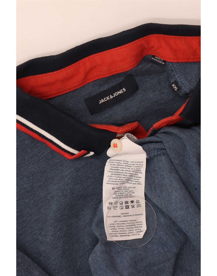 Jack & Jones Mens Polo Shirt 2XL Blue Flecked Cotton