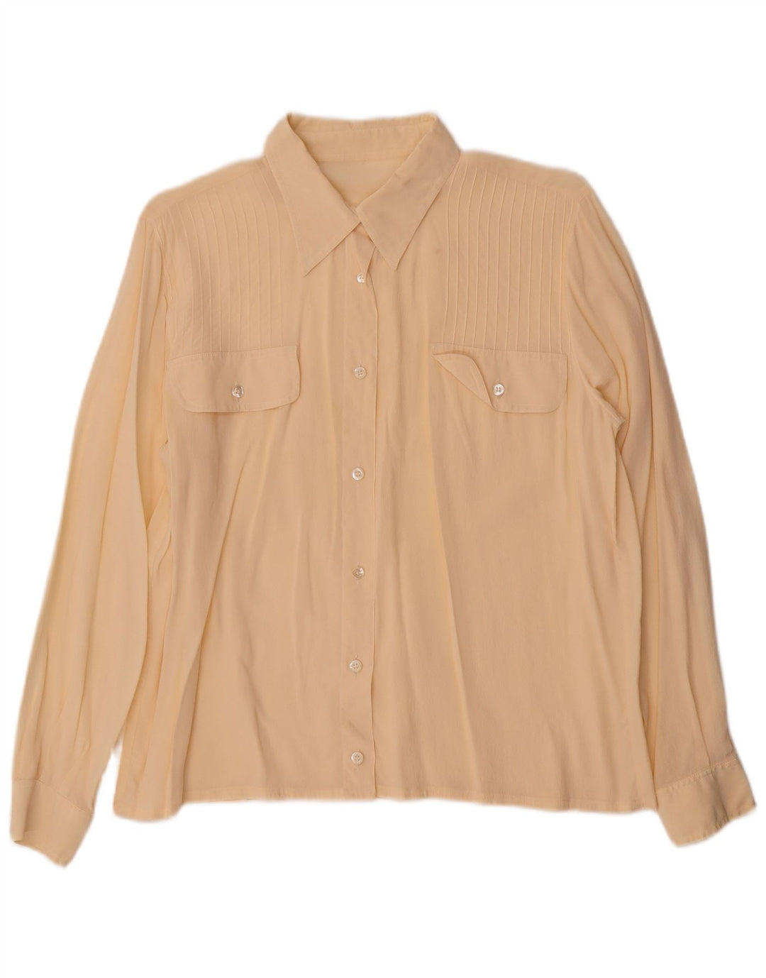 Vintage Womens Shirt Blouse UK 16 Large Beige