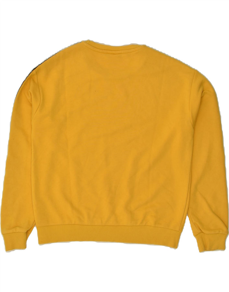 FILA Womens Loose Fit Graphic Sweatshirt Jumper UK 14 Medium Yellow Cotton | Vintage Fila | Thrift | Second-Hand Fila | Used Clothing | Messina Hembry 