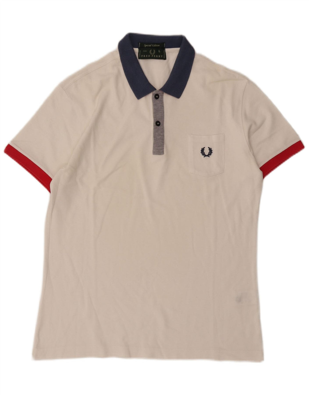 Fred Perry Mens Rugby Polo Shirt Large White Cotton