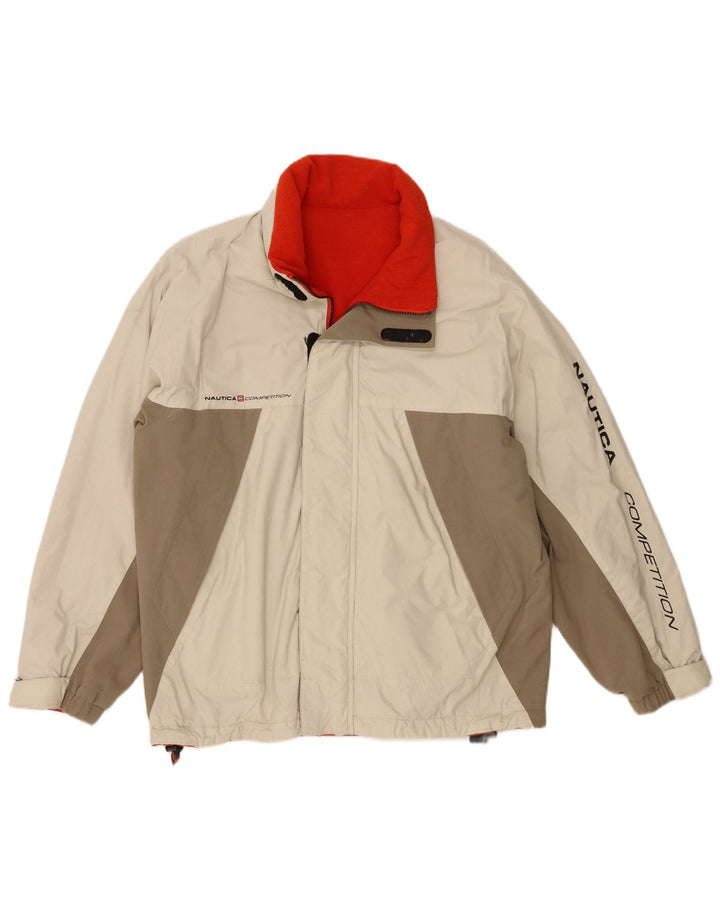 Nautica Mens Graphic Windbreaker Jacket UK 38 Medium Beige Colourblock